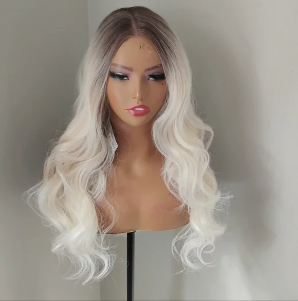 Blonde Ombre Lace Front Wig - Premium Heat-Resistant Synthetic - Picture 6 of 14